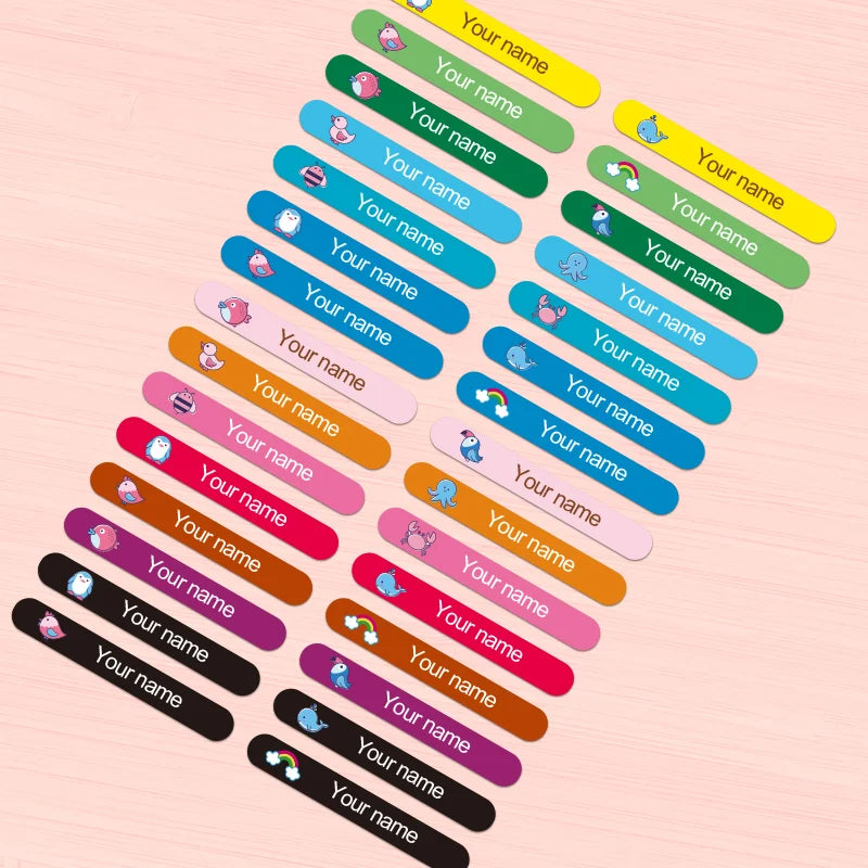 Custom Kids Name Tags for School Bottles & Supplies - Waterproof Durable Stickers with Vibrant Colors, Personalized Design