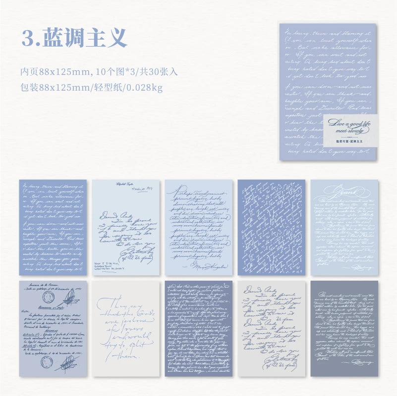 Yoofun 30pcs/pack Large Size Ins Style Material Papers Letter Journal Scrapbooking Background Decoration Paper Memo Pads