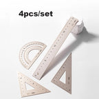 Deli 4Pcs Student Stationery Set Triangle Ruler Straight Ruler Grid Ruler Angle Measuring Tool Aluminum Alloy Material