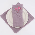 10Pcs 32x32cm Handmade Cloth Napkins with Fringe, Delicate Rustic Decorative Table Napkins for Wedding/Dinner/Party