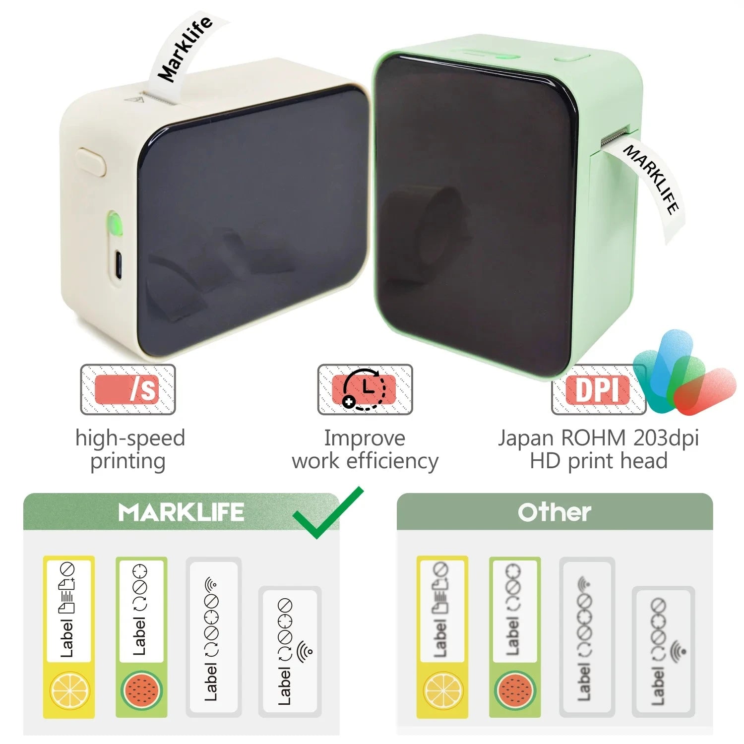 MarkLife M1 Mini Portable Thermal Printer Wireless Bluetooth-compatible Label Tag for Home Office Labeling Sticker Machine