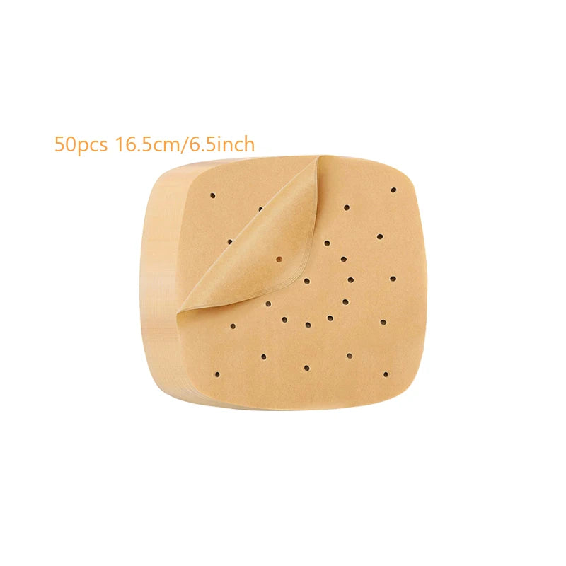 50pcs Air Fryer Parchment  Disposable Steamer Liners Kitchen Cookers Oil-proof Paper Barbecue Fryer Baking Accessories      0151
