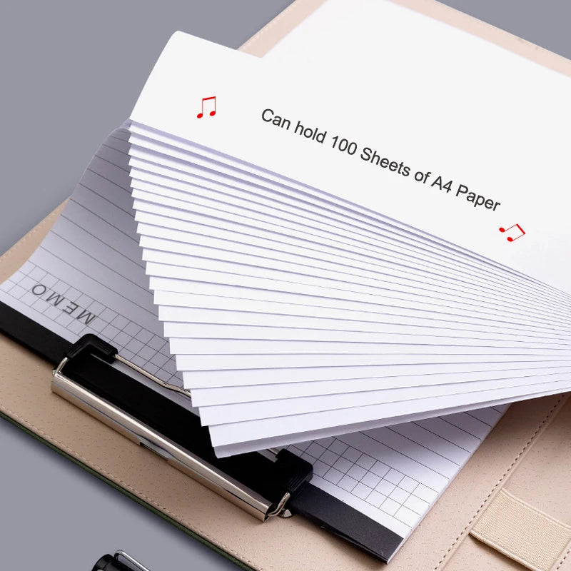 A4 Business Leather Portfolio Padfolio Folder Multifunctional Business Manager Clipboard Document Organizer Office Conference