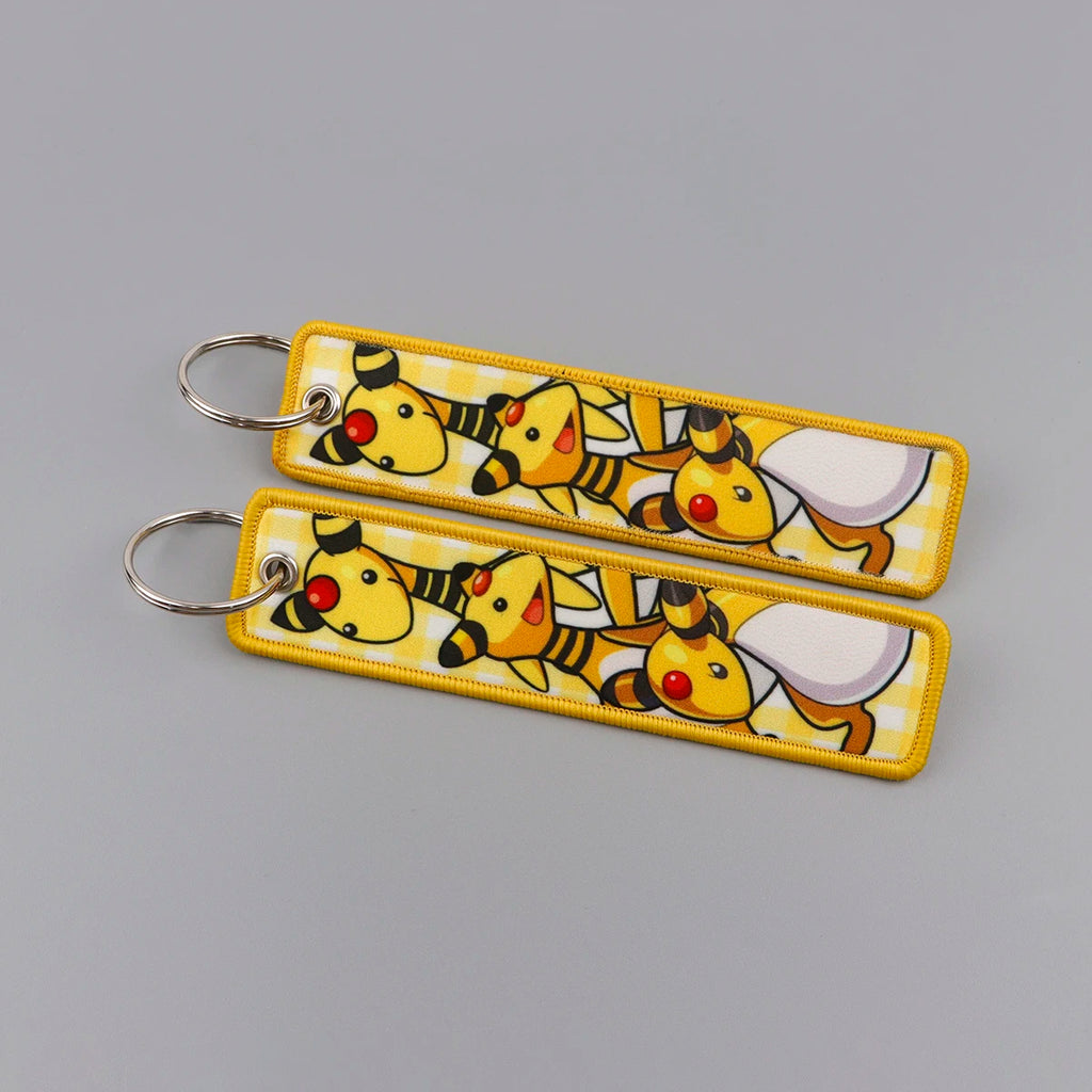 Kawaii Japanese Elf Anime Embroidery Key Fobs Key Tag Motorcycles Cars Backpack Chaveiro Keychain Fashion Keyring Friends Gifts