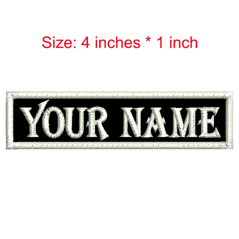 Custom Texts Name Tag 4 Inches Wide Iron On Embroidery Label/Personal/Brand On Left Chest Or Symbol