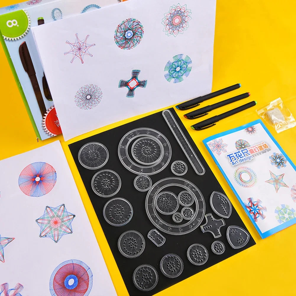22pcs Spirograph Ruler Set Geometric Ruler Mathematical Roulette Drawing Tools Learning Painting Creative Educational Art Tool