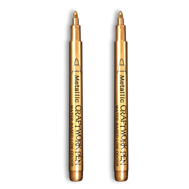 2/1Pc Brush Metallic Marker Pens Gold Silver Color Permanent Art Marker For Manga Crafts Scrapbooking School Stationery Supplies
