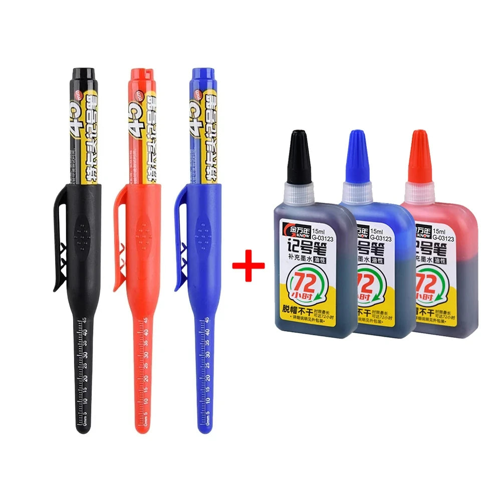 45mm Deep Hole Long Nib Head Markers Deep Drill Hole Long Nib Scriber Multifunction Mechanical Carpentry Colorful Marker Pen