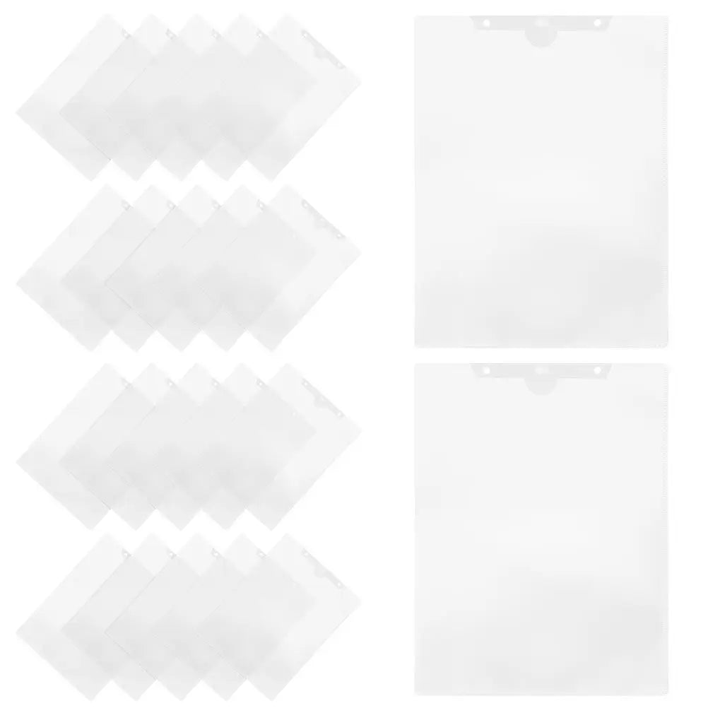 24Pcs Clear PP Plastic File Folder Sleeve Hanging Document Organizer for Office Study Paper Storage Portable File Container A4