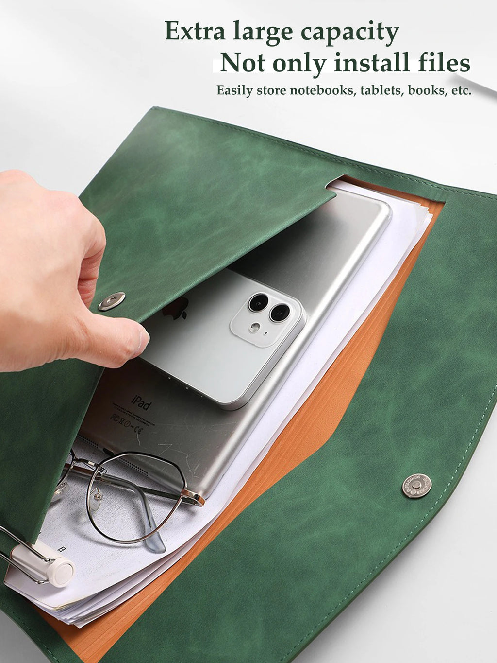 1pcs Leather A4/A5 File Bag Waterproof Wear-resistant Ultra-large Capacity Folder Business Office School File Storage Supplies