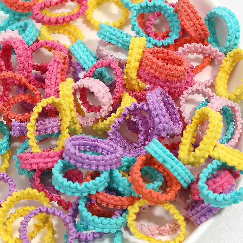 50Pcs Children Small Rubber Bands Girls Hair Ties Headbands Non Damaging Tie Ponytail High Elastic Durable Scrunchies Hair Rope