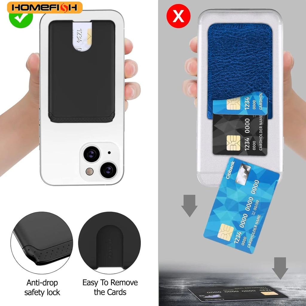HOMEFISH Phone Holder Sticker Credit Card Holder Adhesive Soft Silicone Mobile Phone Wallet Compatible for Iphone Android