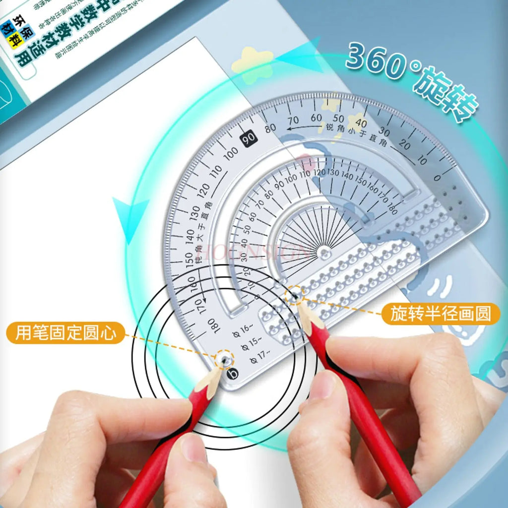 8pcs/set Multi functional geometric ruler, student drawing ruler, mathematical drawing design template