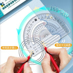 8pcs/set Multi functional geometric ruler, student drawing ruler, mathematical drawing design template