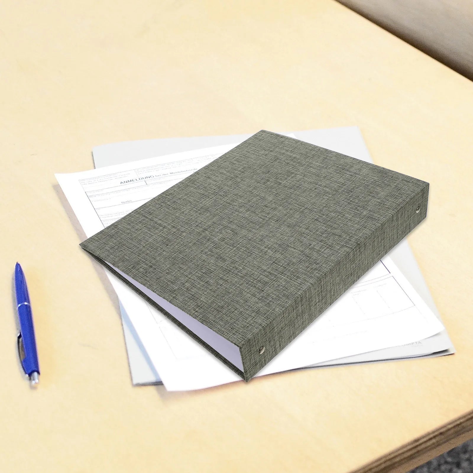 A4 3 Ring Binder Minimalist Design Fabric Hardcover Document Protector for School Office Home Use Paper Page Organizer Report