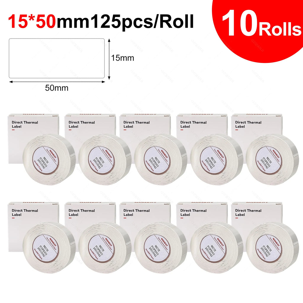 3/5/10 Rolls NiiMBOT D110 D11 D101 Offical Label Printer Sticker Various Size of White Color Paper Roll 12*40mm 15*30mm Anti-Oil