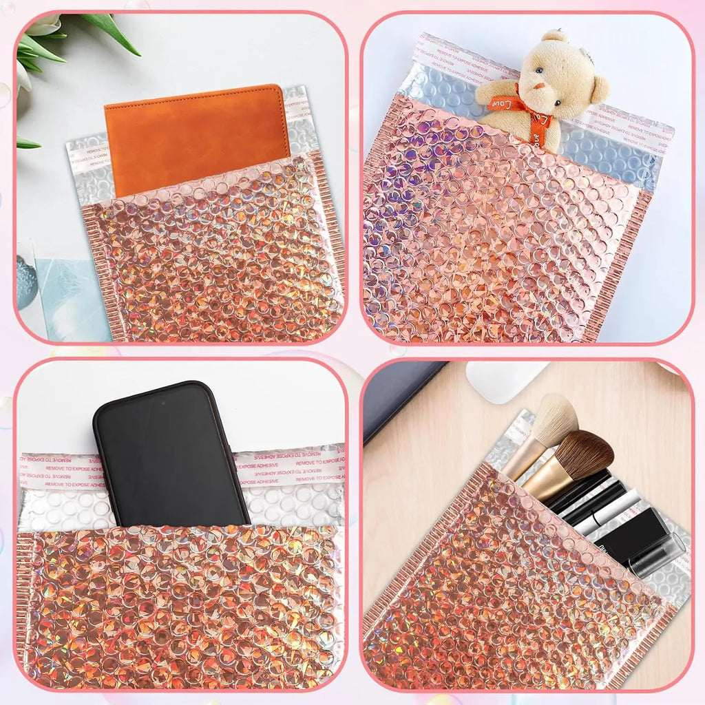 30Pcs Holographic Bubble Mailer Mailing Envelope Thicken Protection Waterproof Padded Bubble Envelopes Pack Bag for Shipping