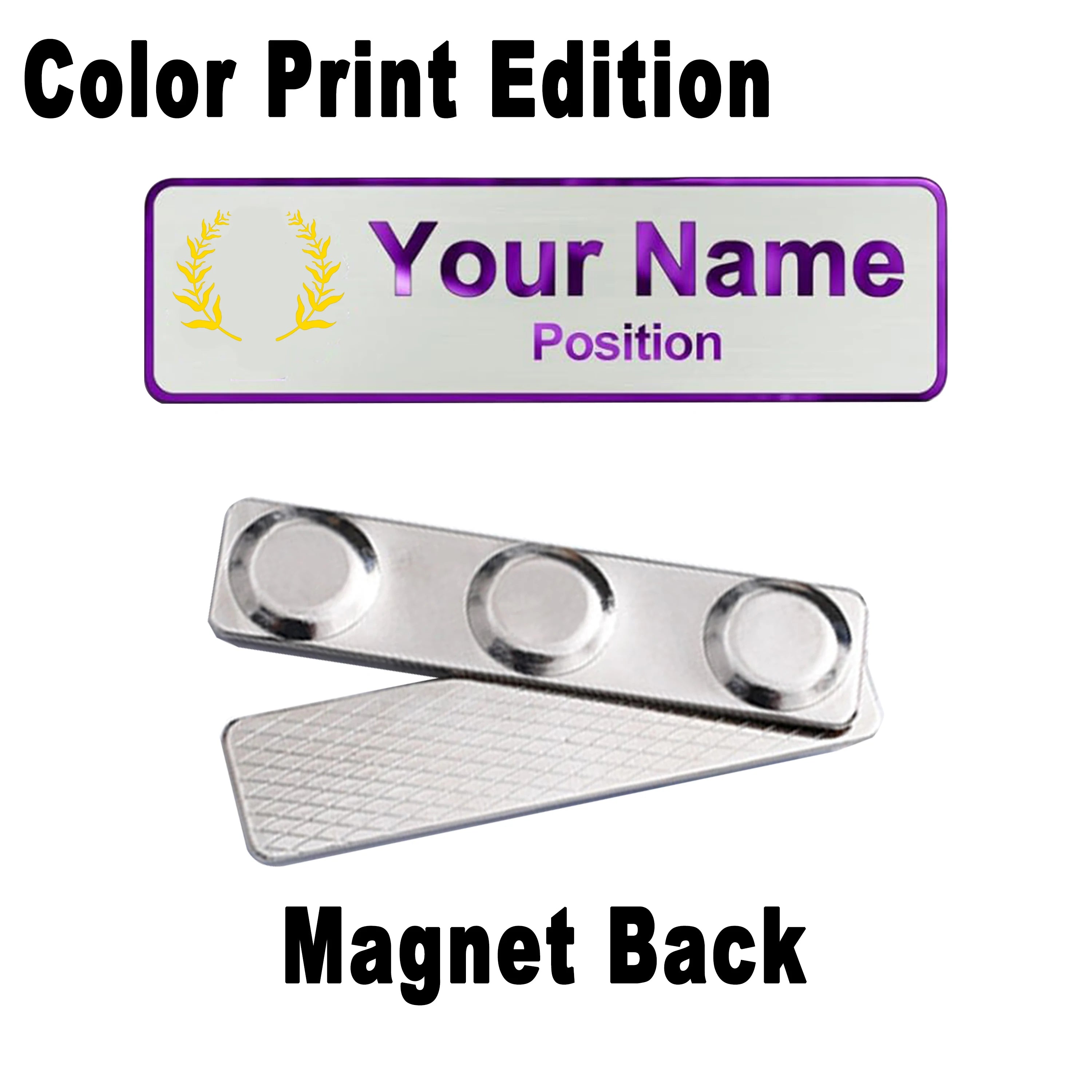 Custom Name Badge Engraved Personalized Name Plate Stainless Steel Custom Name Tag with Magnetic Pin Back Pin Clip