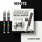 12 Pcs Black and White/Gold and Silver Acrylic Paint Markers Set, Large Ink Capacity, Skin Color Brush Markers Pen Art Supplies