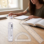 Geometry Tool Kit Transparent Geometry Set with Case Compass Set with Case Accurate Drawing Tool Kit Multi-Purpose for Students