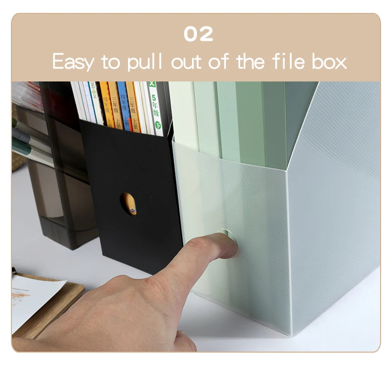 Simple Foldable Office Desktop File Storage Vertical A4 Folder With Inserts Box Large Capacity 9 Color Choices