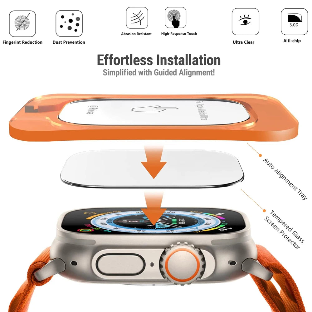Tempered Glass For Apple Watch Ultra 1/2/3 49mm With Alignment Tool Screen Protector For iWatch Ultra 1 2 3 49mm Accessories