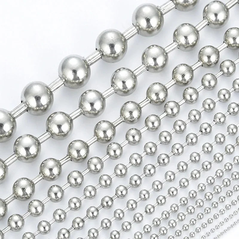 1.5 2.0 2.4 3.2 4 6 8 10mm Stainless Steel Ball Chain Bulk Bead Chain Necklace Connector Clasp For DIY Necklace Jewelry Making