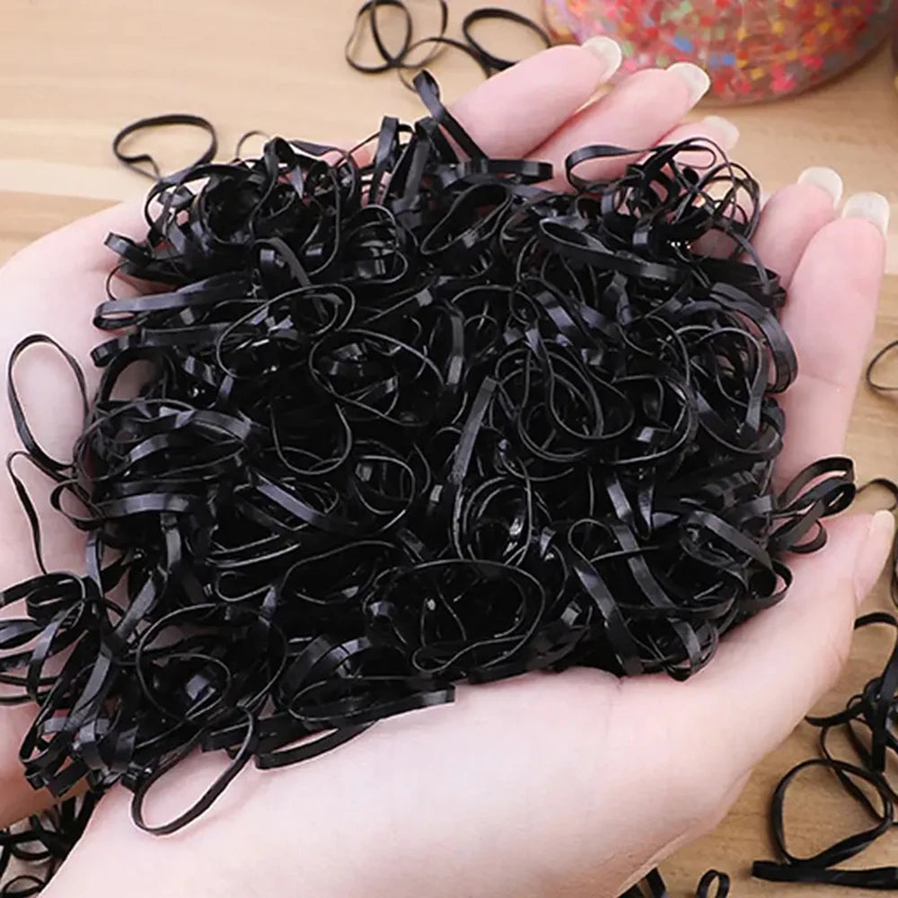 1000pcs Colour Children Disposable Rubber Band Black Transparent High Elasticity No Harm to Hair Hair Accessories Headband