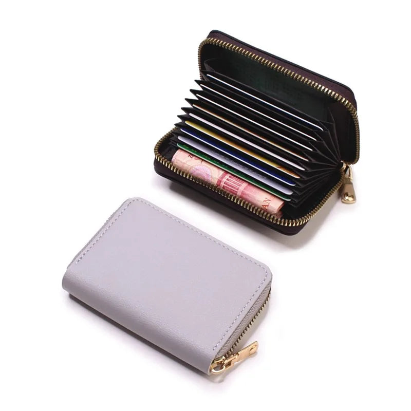 Compact Coin Purse Leather Business Credit Card Case Holder Travel Wallet for Women 20 Card Slots Small Card Pouch with