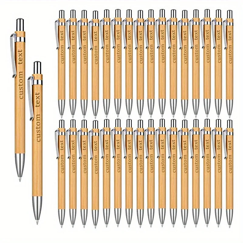 20/50/110PCS Customizable Bamboo Ballpoint Pens Smooth Writing Ideal for School Teachers Offices Advertising Promotional Pens