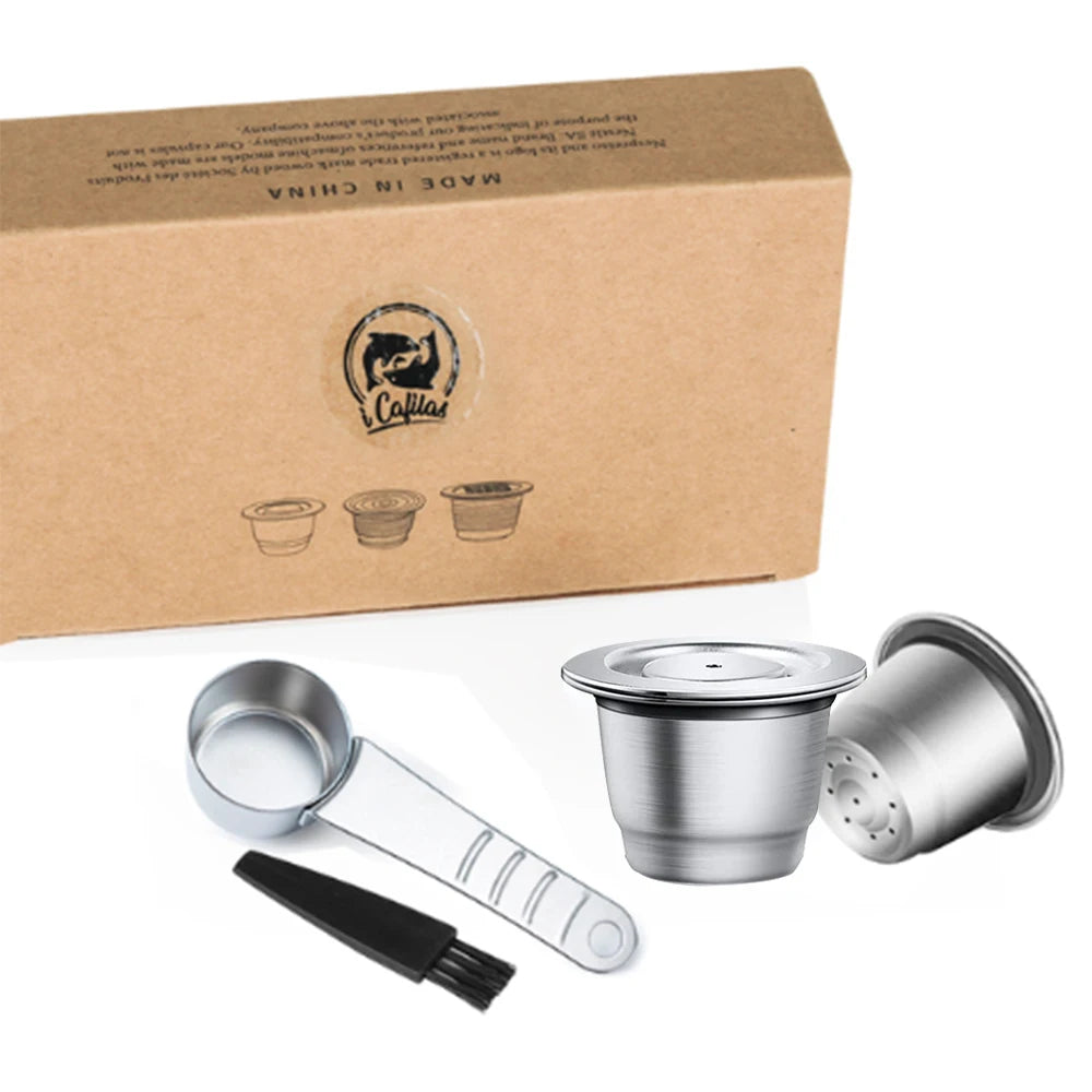 Reusable Nespresso Coffee Capsules Cup Stainless steel Refillable Coffee Capsule Refilling Filter Coffeeware