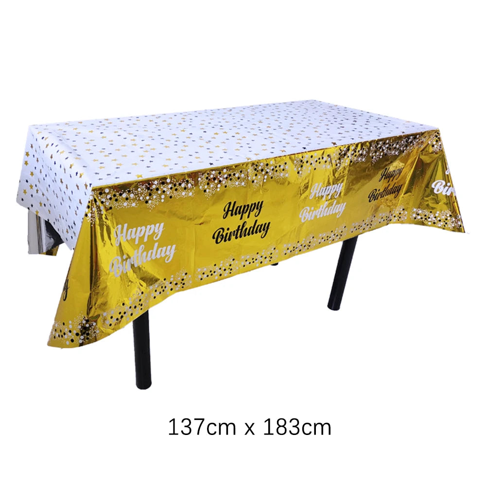 White Gold Birthday Disposable Tableware Polka Dots Paper Plate Cup Napkin Tablecloth Wedding Birthday Party Decoration Supplies
