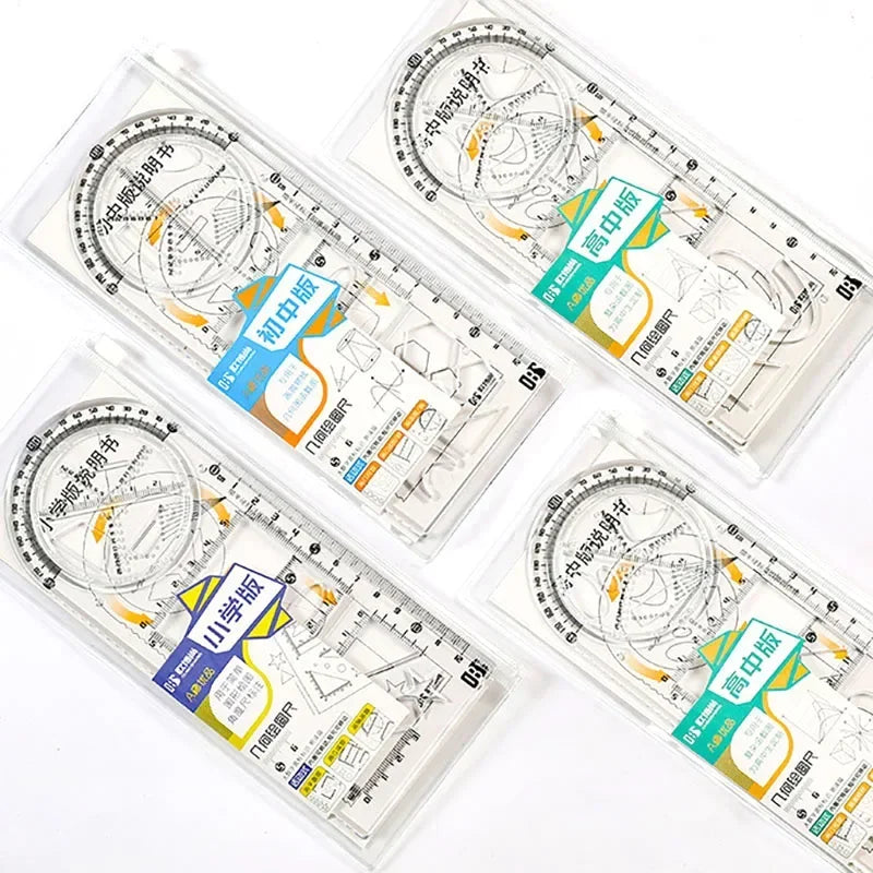 Multi -function Ruler Set Drawing Geometry Protractor Spirograph Ruler Students Mathematics Drafting Tools