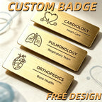 Custom LOGO Metal Brushed Gold Zinc Alloy Laser Engraved Reusable Employee Staff Magnetic Nametag Name Badge with Magnet