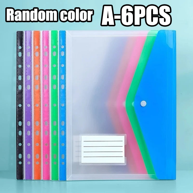 3-6pc 11Hole Binder Ring Folder A4 Large Capacity Loose Leaf Folders Portable School Student Exam Paper Storage Office Organizer