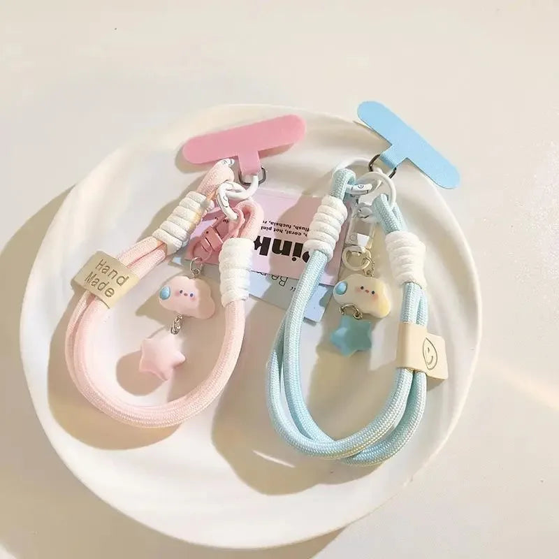 Cute Clouds Star Colourful Mobile Phone Strap Short Wrist Strap Charm Keychain Camera Chain Lanyard Universal Phone Case Lanyard