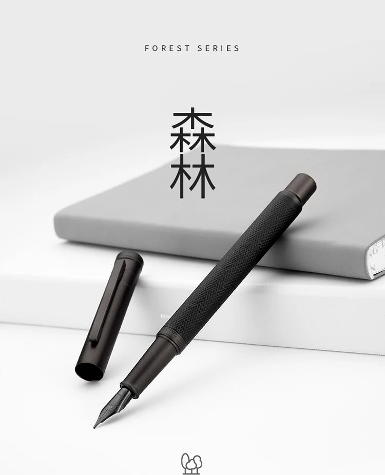 LT Hongdian Titanium Black Forest Pen Calligraphy Student Business Office Women Boxed 1850 Gift Ink Pen