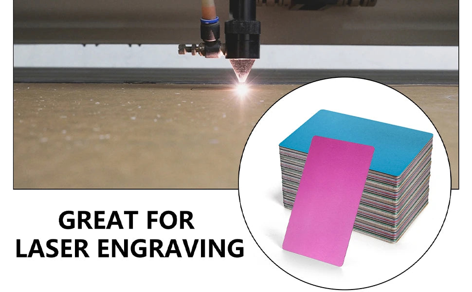 10Pcs Metal Business Card Blanks for Laser Engraving 10 Colors Aluminum Sheet Engraving Blanks DIY Cards for Home 86*54*0.2mm