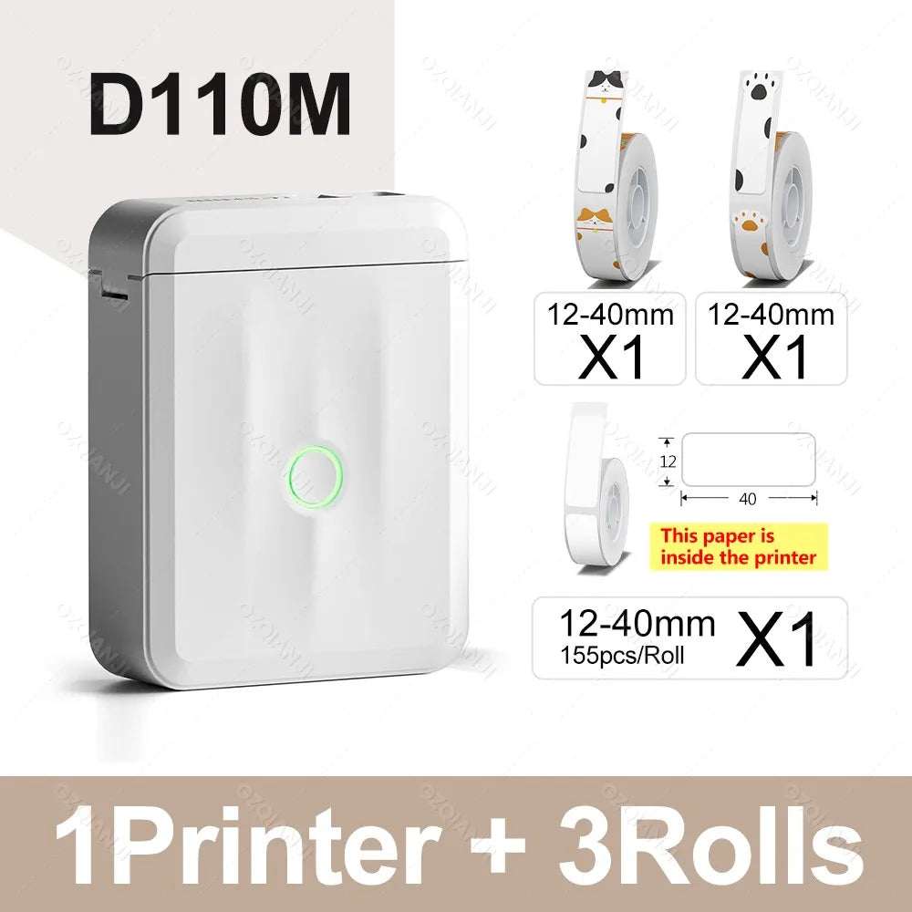 Niimbot D110 Label Printer Bluetooth Mini Adhesive Portable Smart Label Maker UV Without Ink For Office School Labeling Machine