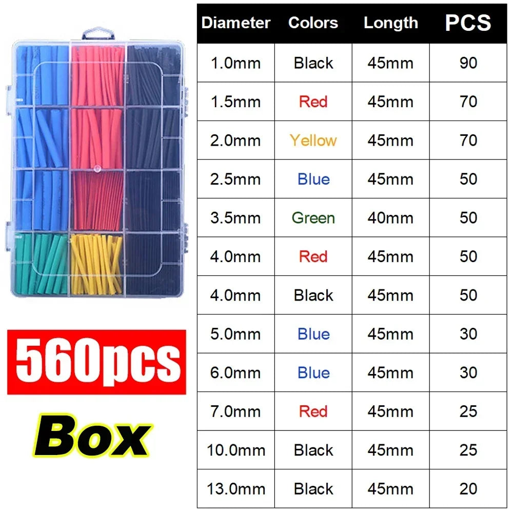 Heat Shrink Tubes Set Retractable for Cables Retractable Heat Pipe Wire Heat-shrinkable Sheath Case Tube Heat Shrink Tubing Set