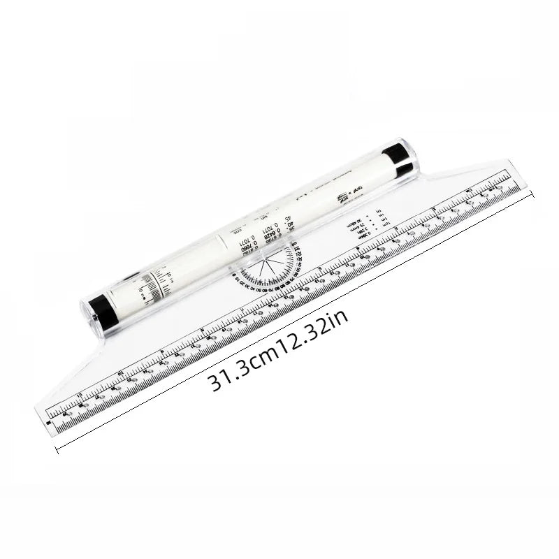 Angles Line Ruler 15cm 30cm Multi-Function Drawing Tool Roll Draw Ruler Metric Rolling Ruler Clear Parallel Rolling Ruler