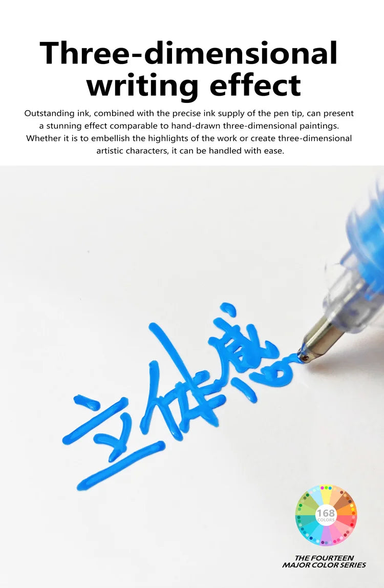 GuangNa 168/12 Colors High Gloss Acrylic Marker Pen Set,Hard Headed Drawing Pens,DIY Graffiti Paint Pen Stationery,GN.586