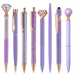 3-9pcs Rose Golden Metal Ballpoint Pen Set, Pearl Quicksand Crown, Love Artificial Diamond,School&Office Supply Gifts,Weddings