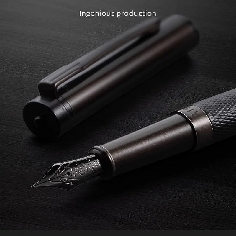HERO Black Forest Metal Fountain Pen Titanium Black Extra Fine Nib 0.38/0.5mm Students Practice Calligraphy Writing Gift Pen