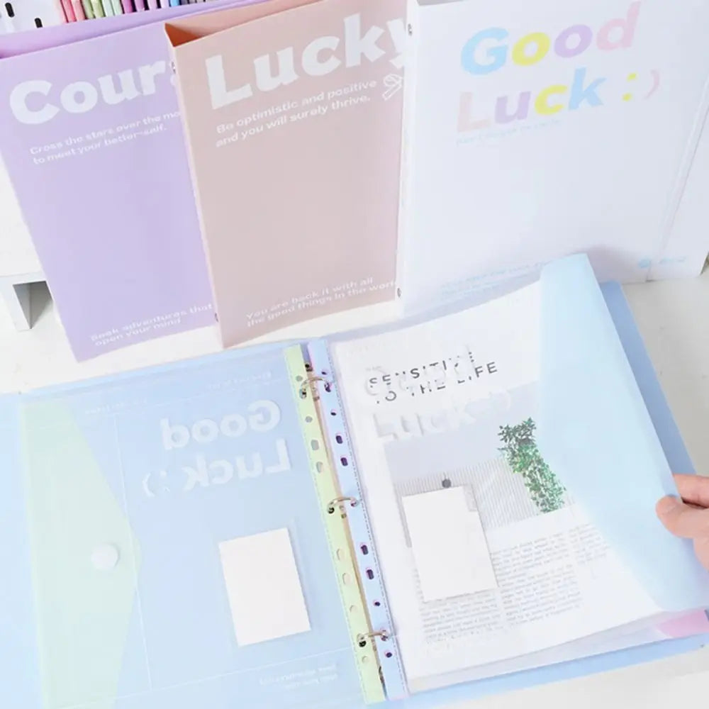 INS Style Loose Leaf A4 File Folder Transparent Detachable Data Book Students Stationery Office Storage Booklet School Office