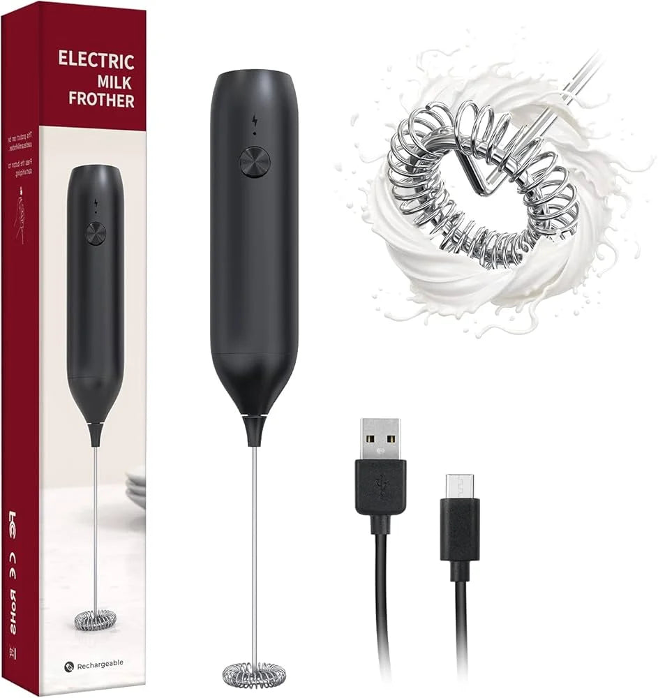 Smart Pro Electric Milk Frother USB-C Rechargeable Coffee Whisk with Silent Tech Auto Cappuccino Latte Maker for Home Baristas