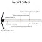 Metric & Imperial Scales Aluminum Alloy Angle Triangle Ruler 45cm T Square Acrylic Ruler Measuring Tool Set for Carpentry