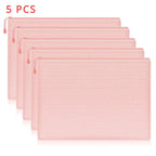 5 PCS A4 A5 A6 Mesh Zipper Pouch Document Bag Waterproof Zip File Folder Storage Bags A4 A5 A6 Office School Supplies Stationery