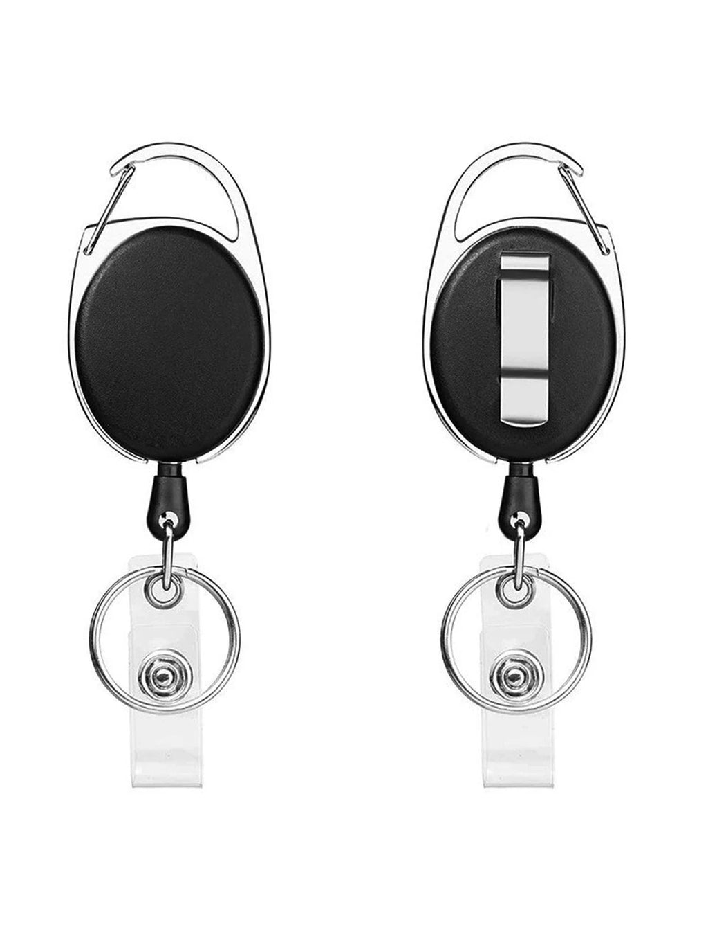 Retractable Badge Reel Heavy Duty Black Badge Reel for Nurse Hospital Office Supplies ID Lanyard Name Tag Card Badge Holder Gift