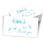 50pcs Watercolor Pink Blue Bowk Thank You Cards,Business Retail Customer Gift Wrapping Cards,Back Blank Note Greeting Small Card